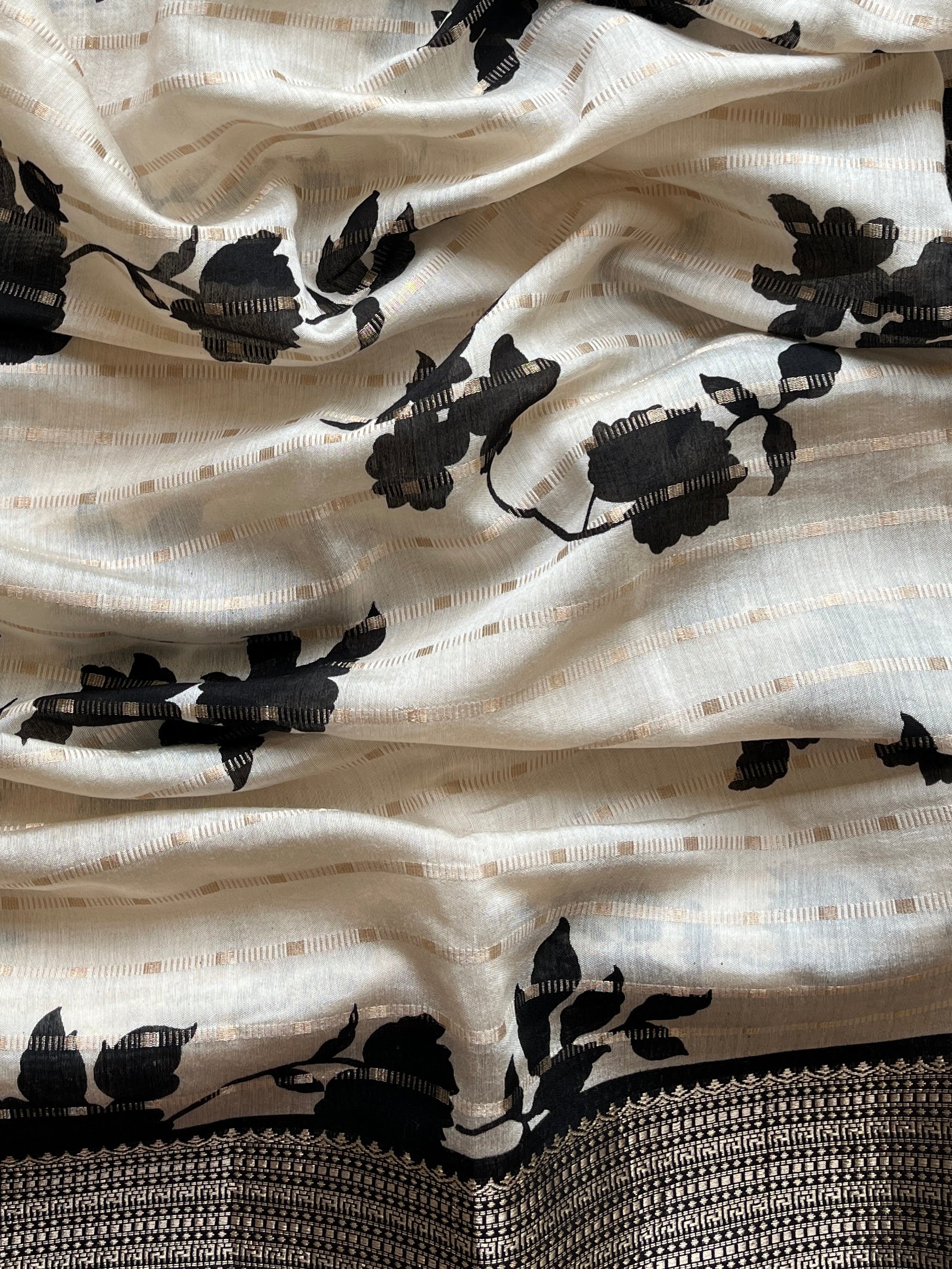 White Dola Nylon Silk Saree